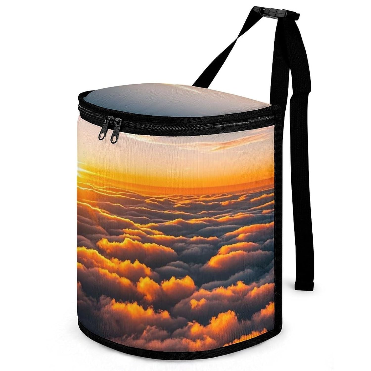 MUSM Leakproof Car Trash Can 2.5 Gallon, Durable Automotive Garbage Bag with Waterproof Liner, The Sky and Clouds Seen Trash Bag for Car, Truck, RV & Bathroom