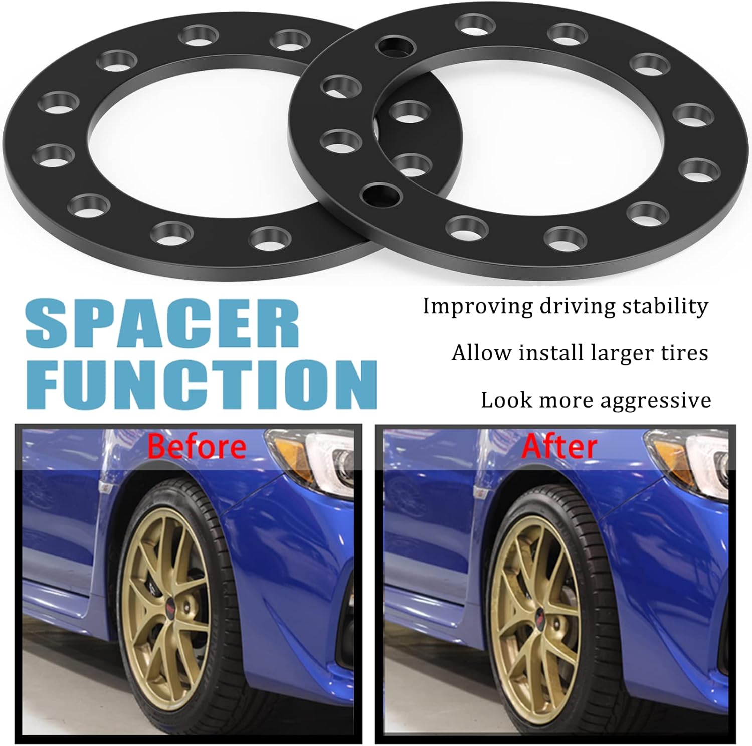 6x5.5 6x139.7 6x135 Universal Wheel Spacers 1/4" (6mm), 4PCS Forged Wheel Adapters for Chevy Silverado Suburban Tahoe/ GMC Sierra Savana Yukon/ Ford F150 Expedition/ Toyota Tacoma 4Runner FJ Cruiser