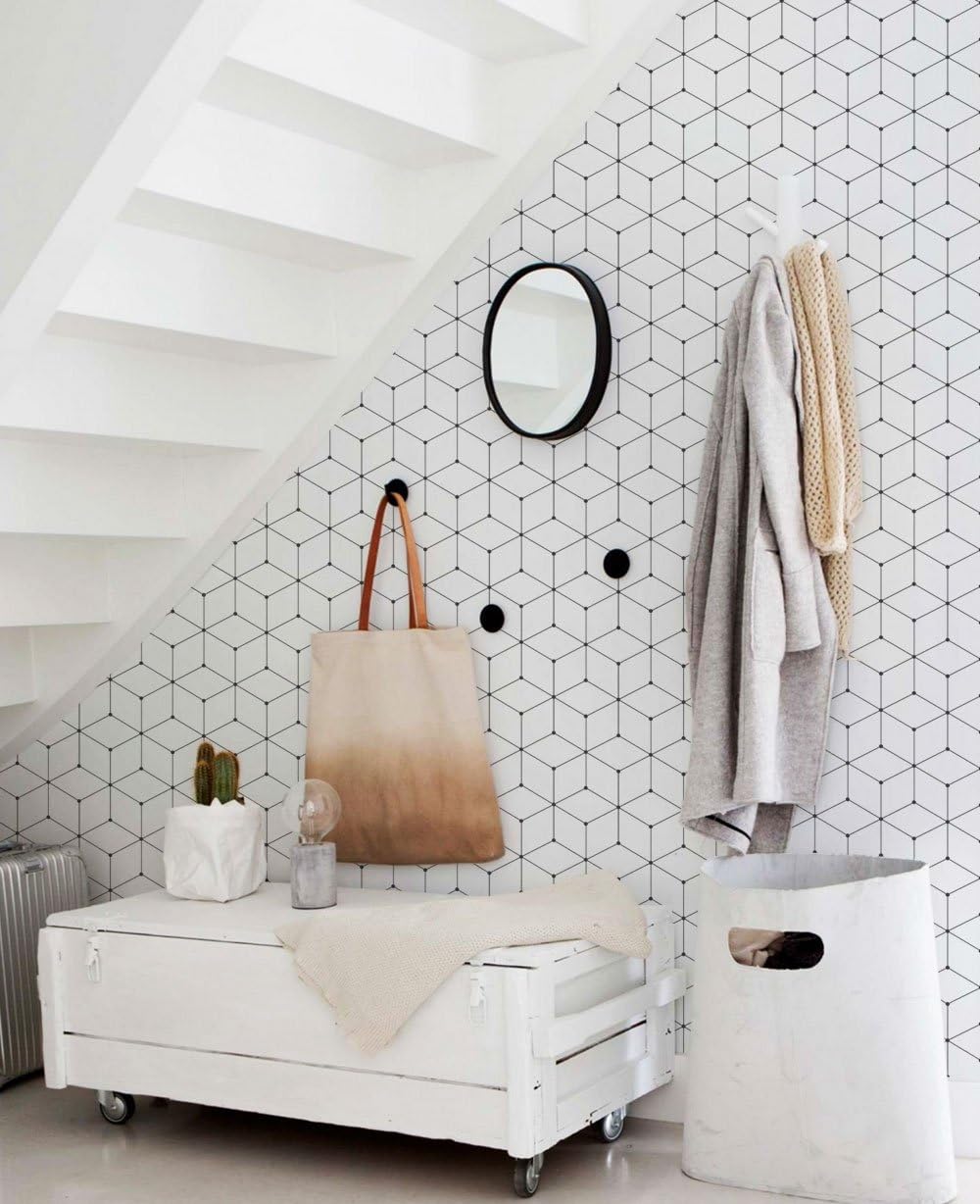 Simple Shapes Geometric Cube Wallpaper - Peel and Stick (6 Sheet Pack - 2ft x 9ft)