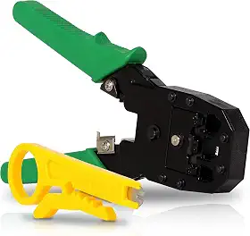 Alicate de Crimpar RJ45 RJ12 RJ11 Terminal com Descascador Lamina de Corte e Desencapador Cabo de Rede Internet Lan