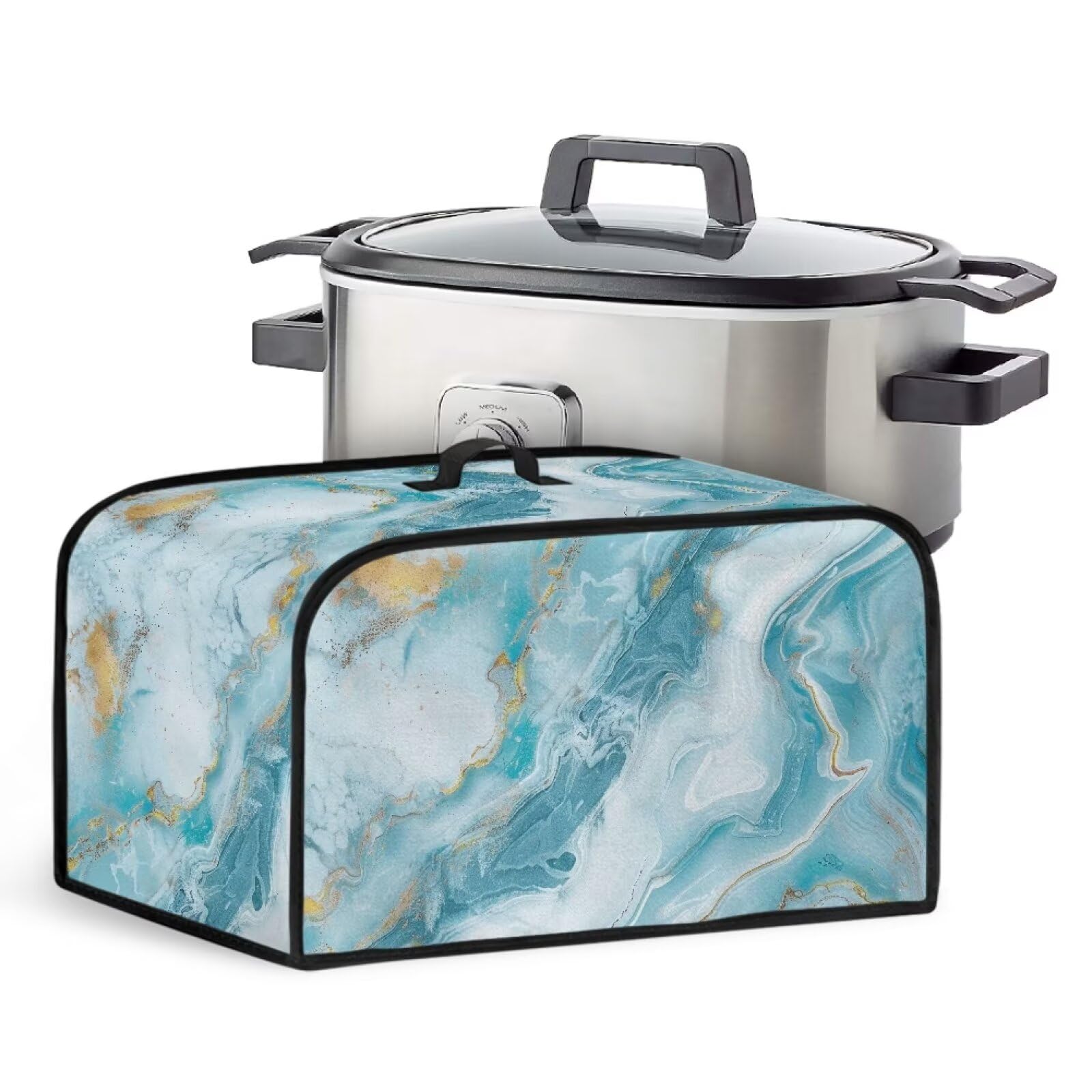 Slow Cooker Cover Splash Stain Resistant Kitchen Appliance Dust Cover with Top Handle and Side Pockets Kitchen Appliance
