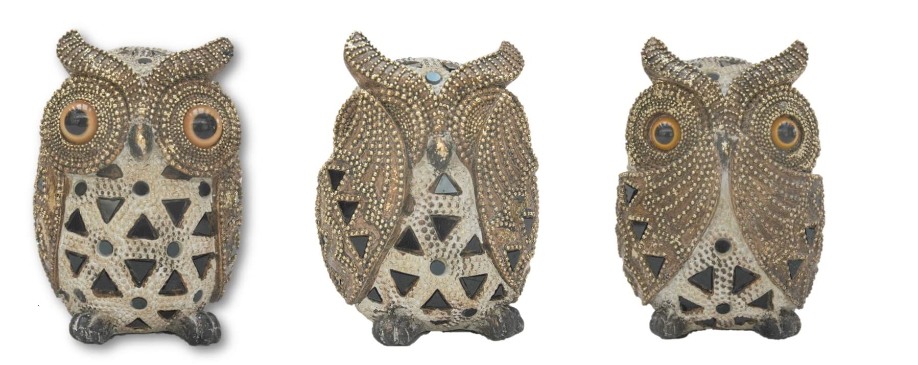 Chouettes de la sagesse en résine marron 14 cm de DRW