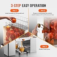 Vista 6 de VEVOR Commercial Orange Juicer Machine, 120W Automatic Juice Extractor, Stainless Steel Orange Squeezer for 20 Oranges Per Minute, with Pull-Out