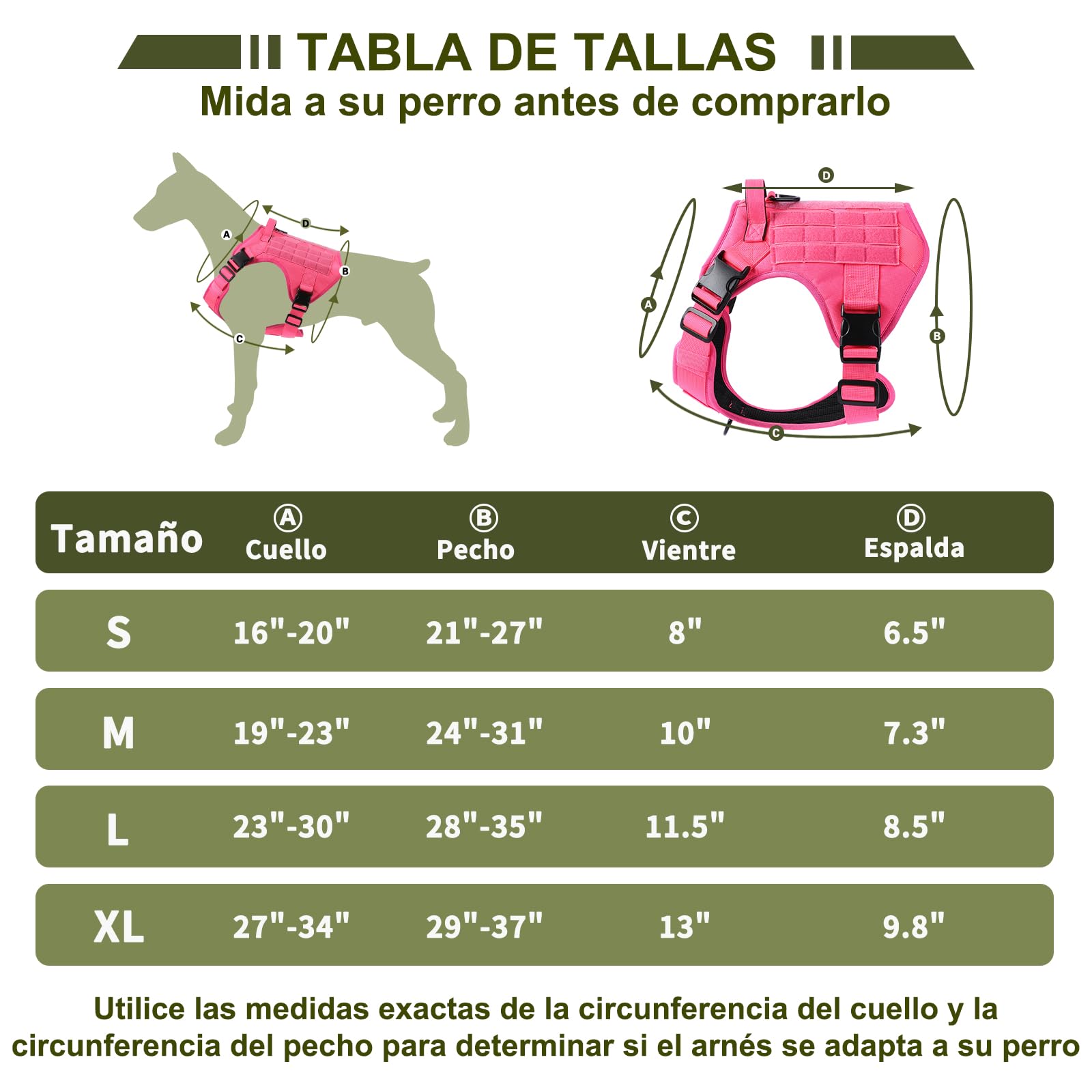 Arnés Táctico para Perros, COMSLE Arnes Antitirones para Perros Grande Mediano pequeño, Chalecos Ajustable con 4 Hebillas de Liberación Pápida y Asa Acolchado, Arnes Perro para Caminar Entrenamiento