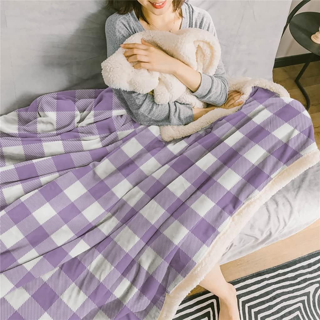 White Plaid Sherpa Blanket Thick Velvet Flannel Bedspreads Office Nap Throw Sofa Cover Bedding