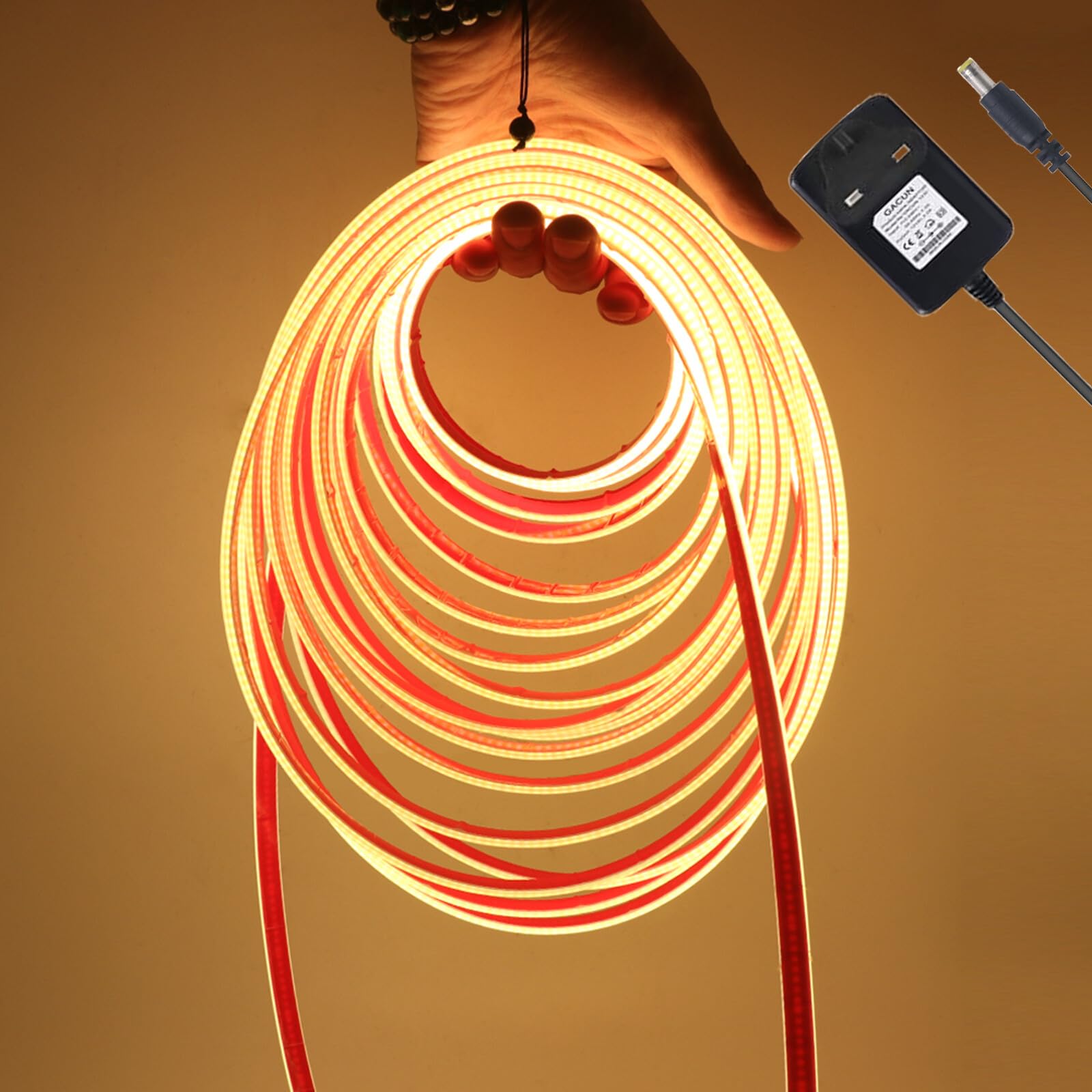KAFULA 12V COB LED Light Strip [2M, Warm White 3000K],IP68 Waterproof Flexible,320 LEDs/m Silicone FCOB LED Fairy Light CRI90+,Double-Sided Tape Installation,can be Cut Every 25mm,Home Decoration