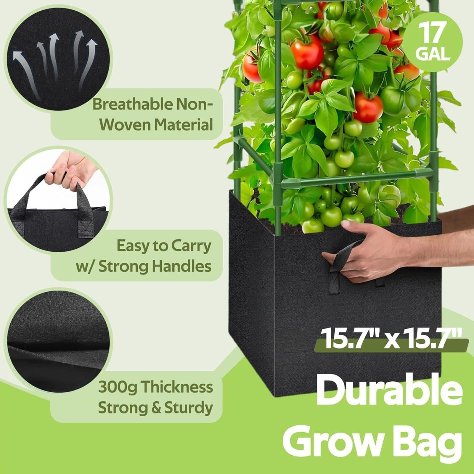 Generisch Tomatenkäfig Hohe Rankkletterhilfe, 3 Stück | Tomaten-Rankhilfe für Hochbeet für Terrasse, Hochbeet, Hinterhof sowie Gurken, Bohnen, Auberginen und