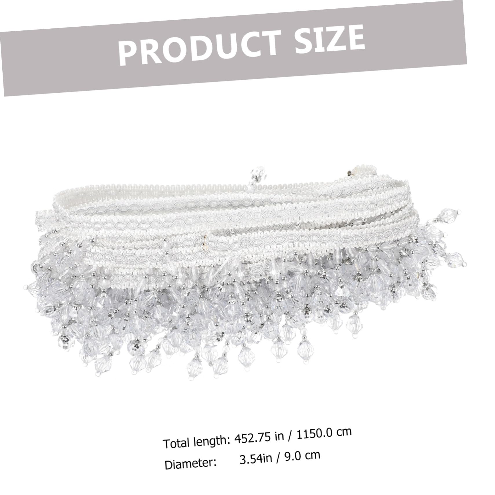 Frange à Perles avec Glands pour Rideaux Garniture Blanche Accessoire Décoratif pour Stores Romains et Couture DIY
