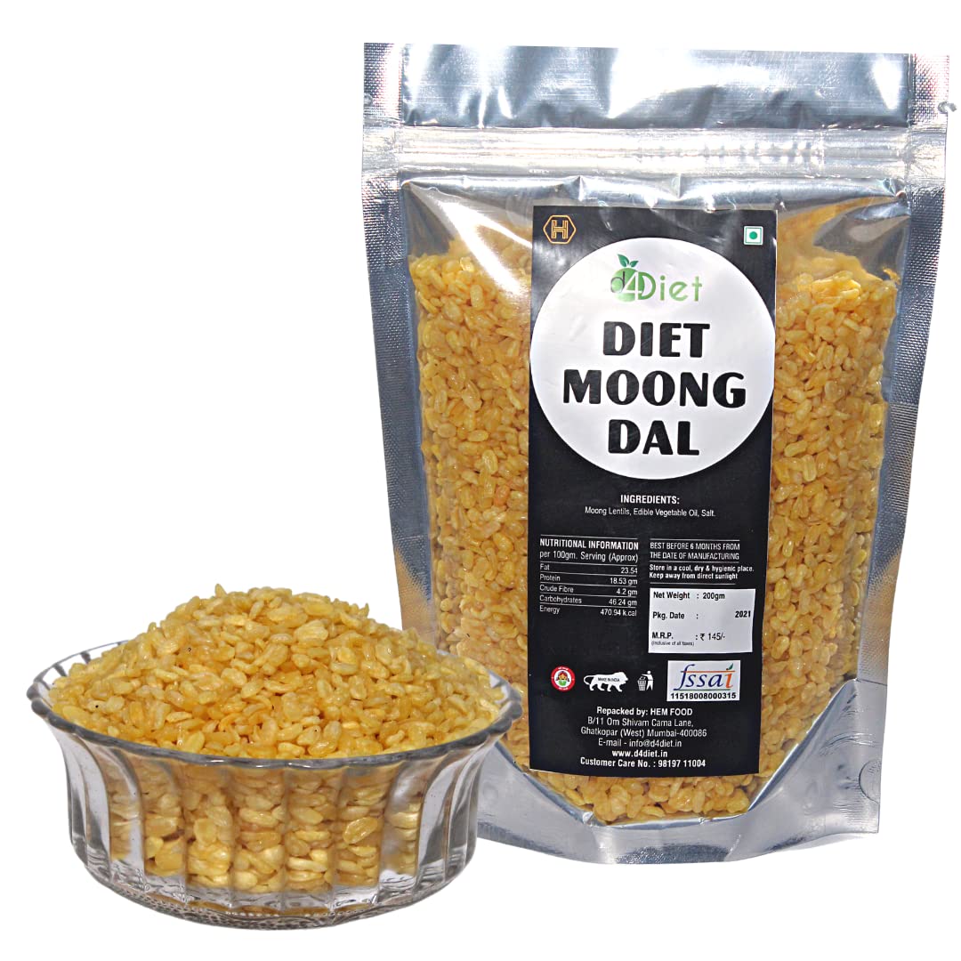 D4Diet Diet Moong Dal, 800g - High Fibre, Protein Rich, Gluten Free Snack for Weight Loss/Healthy Namkeen/Diet Namkeen
