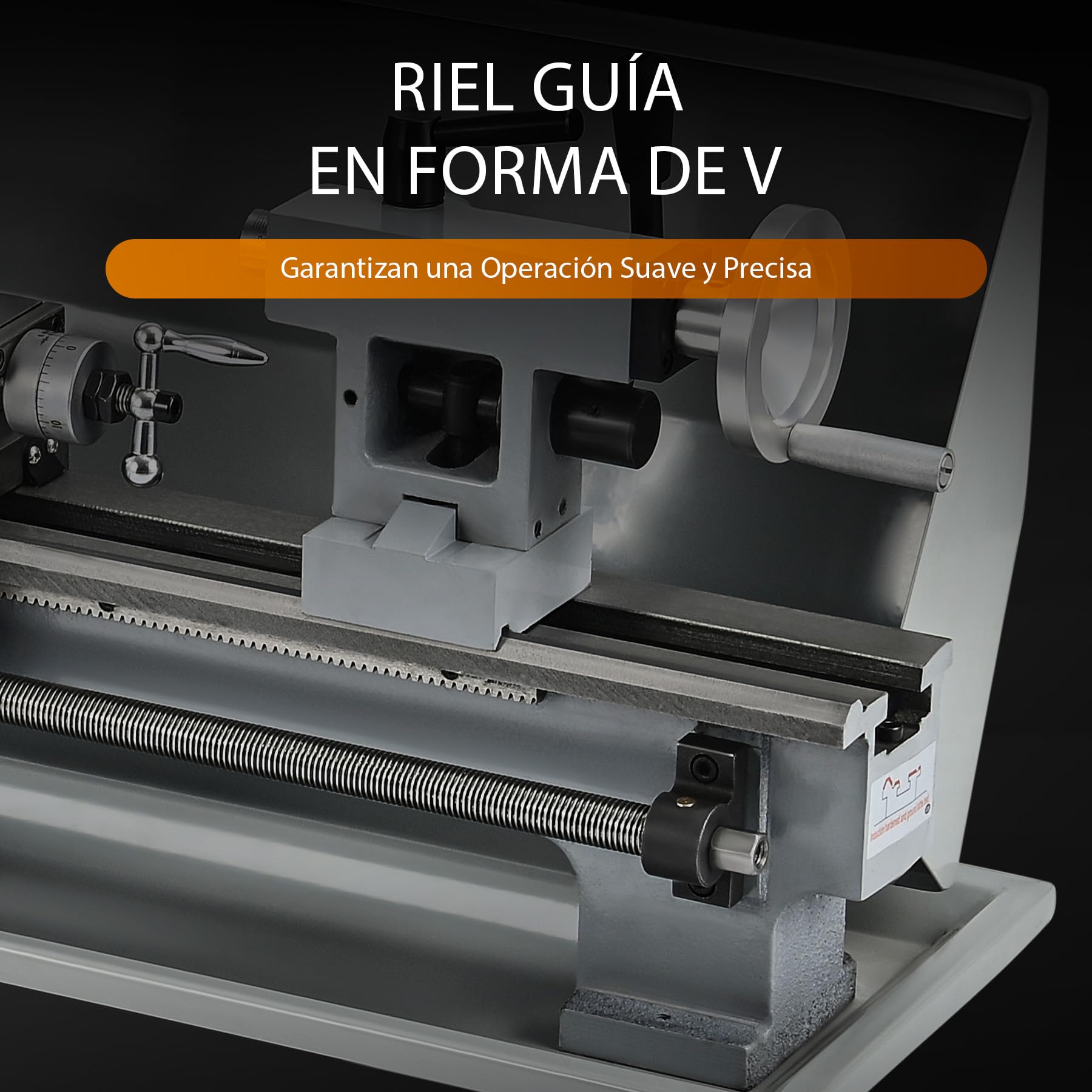 CREWORKS 600 W Mini Torno de Metal, 210x350 mm Torno para Metal de Sobremesa con Pantalla Digital, Máquina de Torno de Metal con Máx. Velocidad 2250 RPM, Torno para Metal para Roscar, Tornear