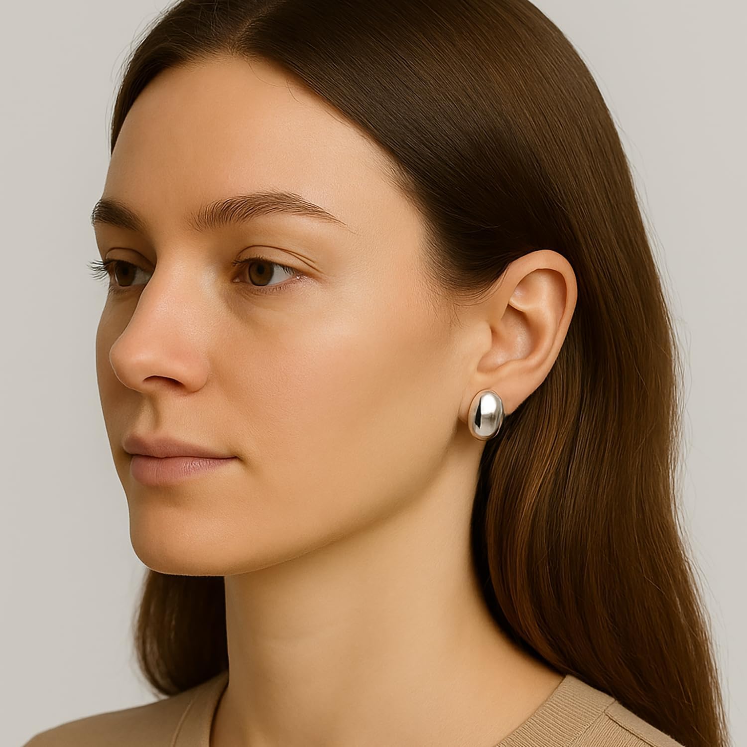 LeCalla 925 Sterling Silver Omega Back Earrings for Women | Pierced Stud Earrings Gift for Her, Wife or Girlfriend | Classic Omega Back Stud Earrings Jewelry for Daily Wear or Special Occasions - Image 2