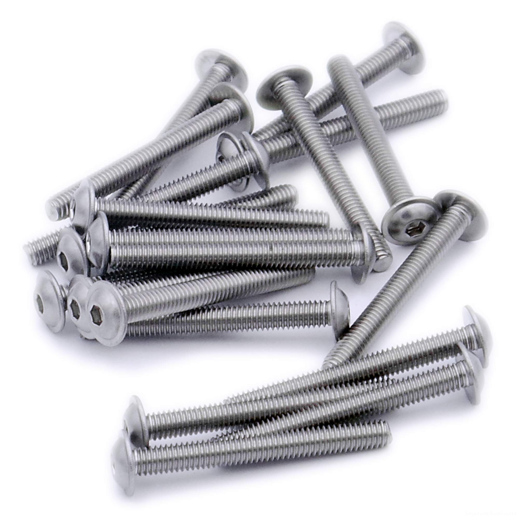 Singularity Supplies Silver M3 (3Mm X 14Mm) Flanged Hex Socket Button Machine Screw (Bolt) - Stainless Steel (A2) (Pack Of 20)