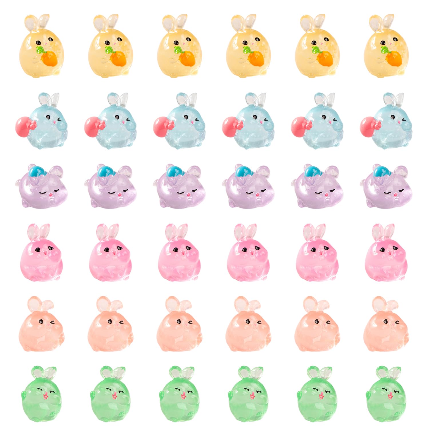 CYNOSURETECH 36 Pieces Of Luminous Rabbit Ornaments, Mini Ornaments, Creative Resin Ornaments, Garden Landscape Decoration, Desktop Decoration