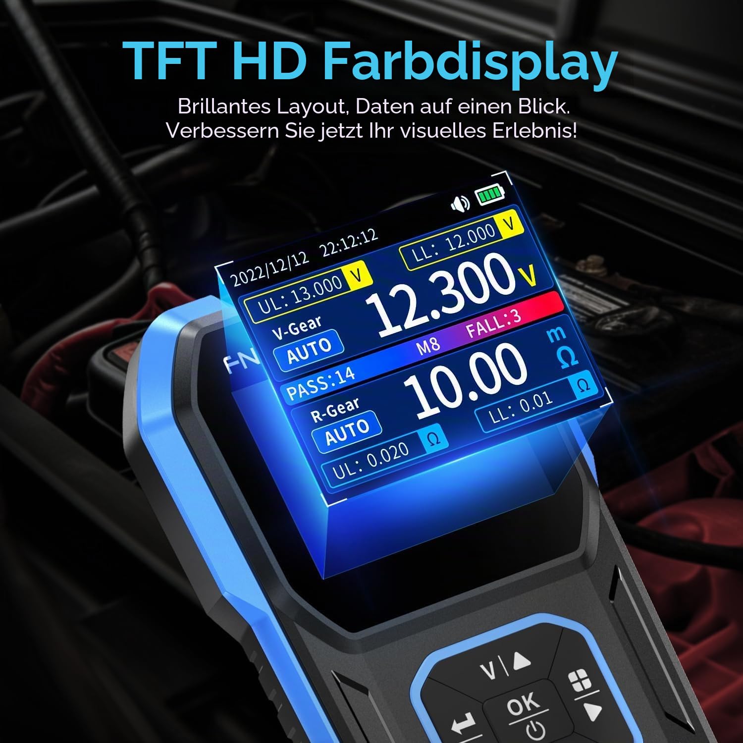 FNIRSI HRM-10 Batterietester für Innenwiderstand und Spannung, Milliohm-Messgerät 100V, 200 Ω, Autobatterietester, Prüfgerät für AAA, AA und alle Batterietypen, Haushaltsbatterie-Analysator
