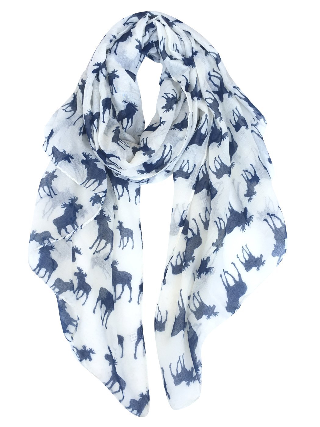 World Of Shawls Women's Off-White Moose Print Scarf Wraps Shawl Soft Scarves (Off White)
