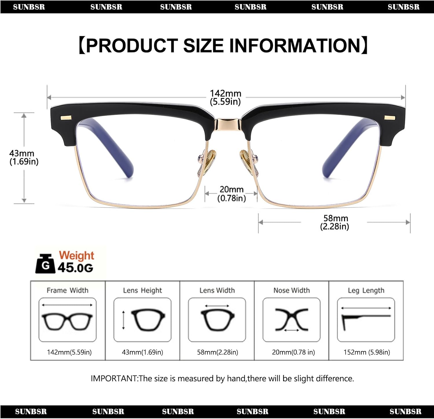 Fashion Square Glasses for Women Men Classic Half Frame Blue Light Blocking Glasses Computer Eyeglasses - Image 9