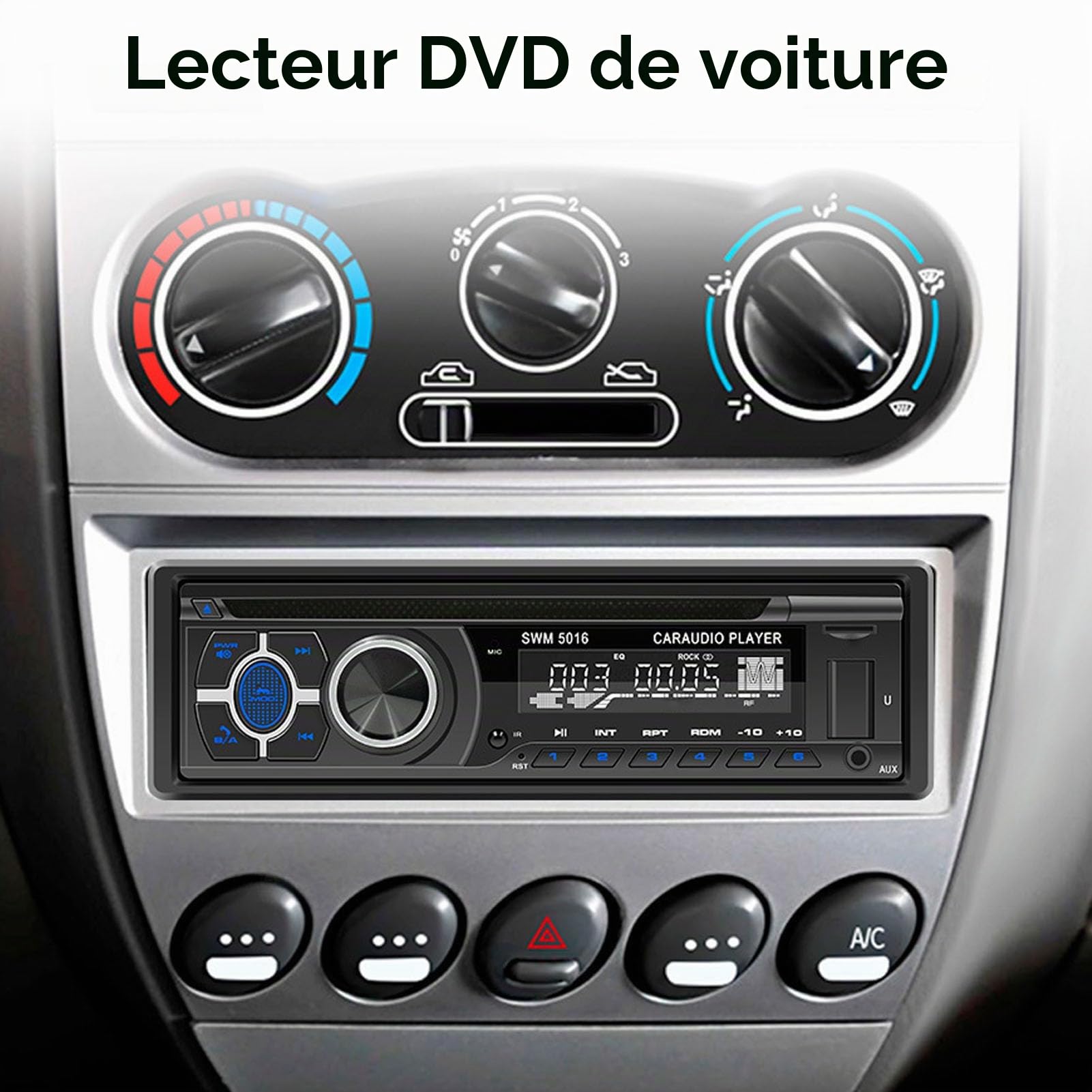 Autoradio avec Lecteur CD/DVD, Lecteur MP3, Récepteur Radio FM de Voiture à Chargement USB avec Télécommande, Autoradio Bluetooth CD