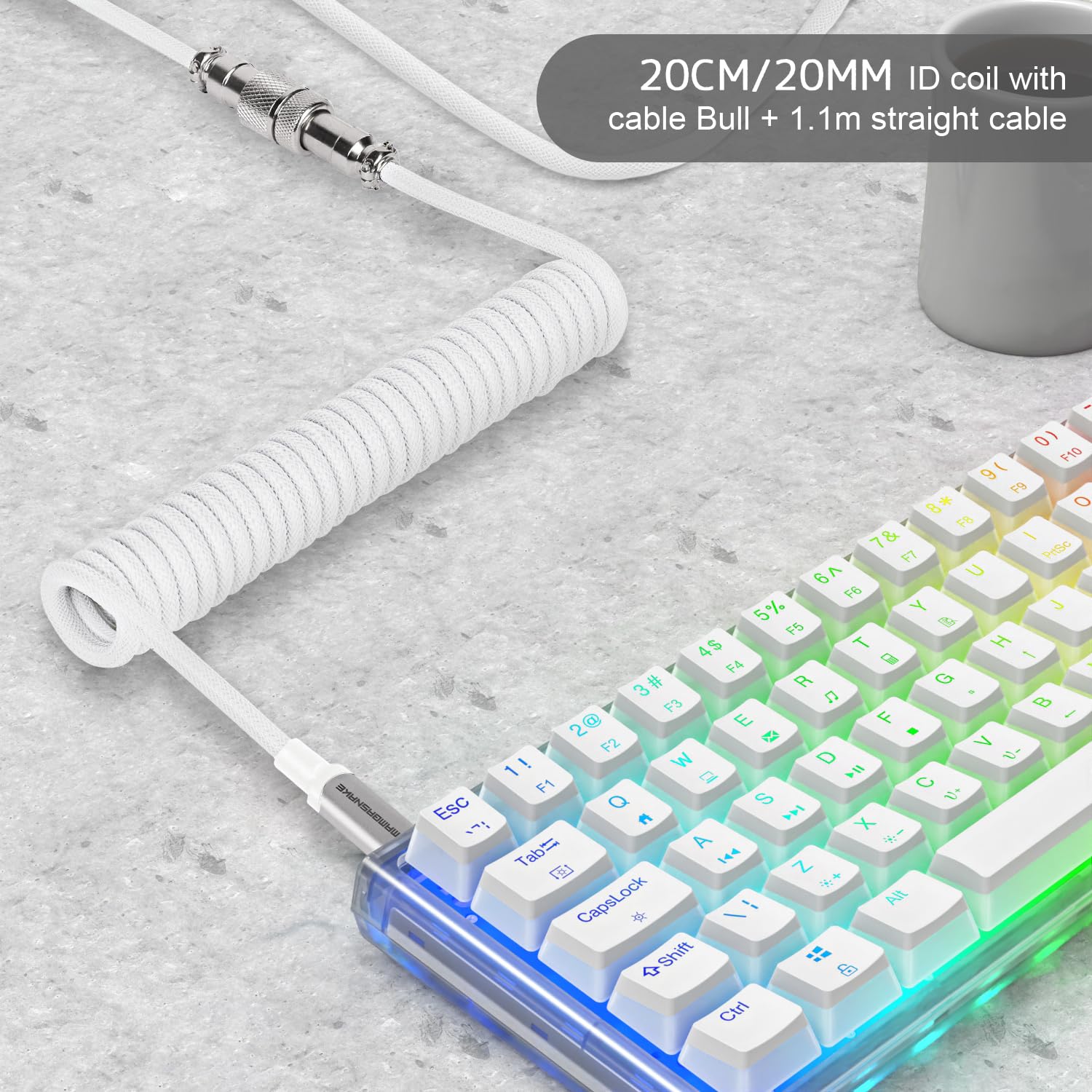 XINMENG C01PRO Spiral-Tastaturkabel – USB-C Auf USB-A, Mit Metall-Aviation-Stecker, Für Gaming-Tastaturen
