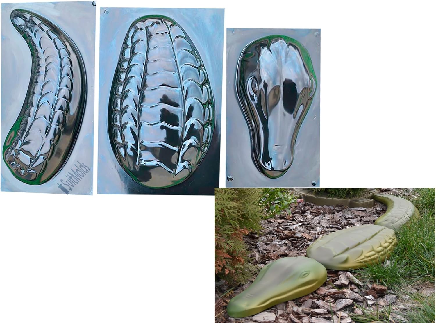SvitMolds Crocodile Mold DIY Concrete Stone Mould Garden Alligator Plastic Mold 40" Long Crocodile Garden Statue Yard Decor A04