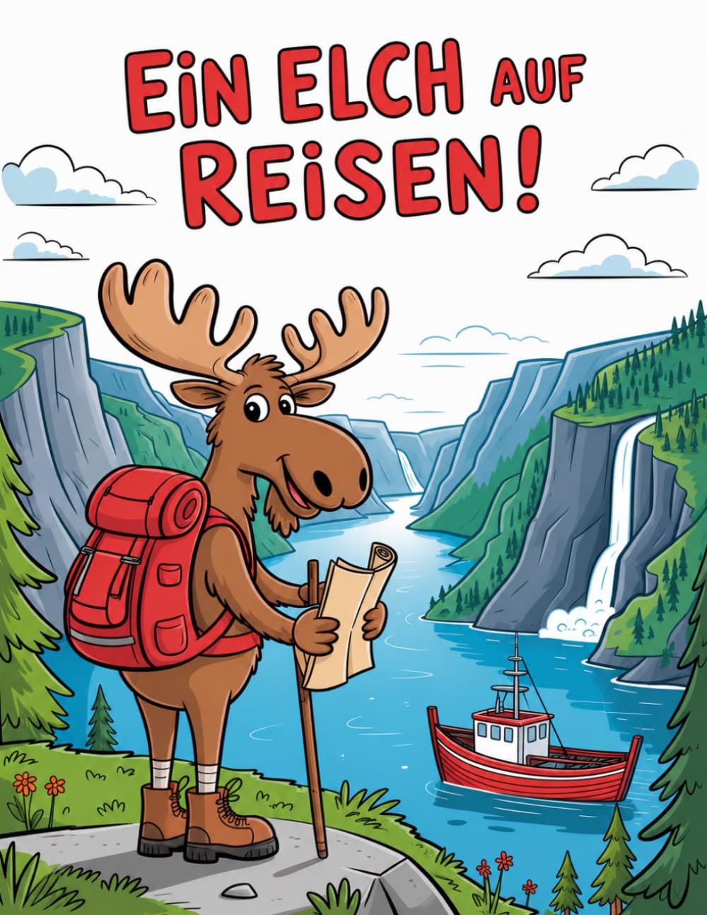 Ein Elch auf Reisen: Ausmalspaß mit dem kleinen Elch durch Norwegen