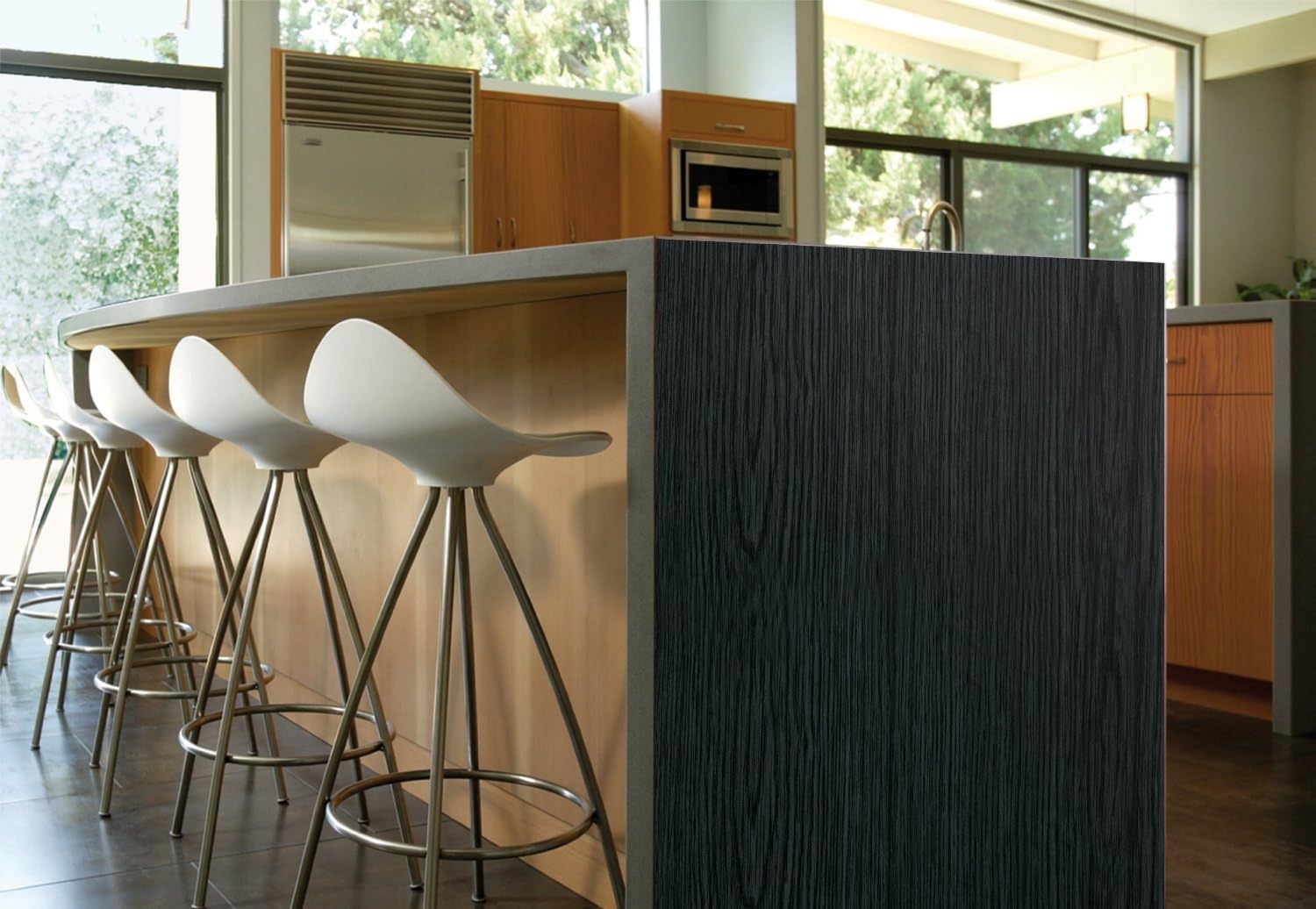 VViViD Black Ash Wood Grain Textured Vinyl Wrap Air-Release Adhesive (3ft x 48 Inch)