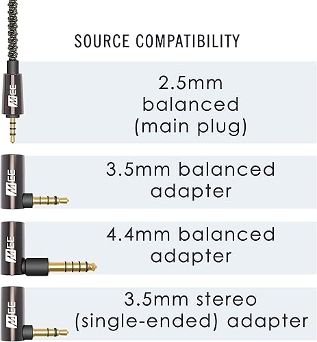 Miniatura 3 de MEE audio Cable universal MMCX de audio equilibrado de 0.098 in con equilibrio de 0.138 in, equilibrio de 0.173 in y adaptador estéreo de 0.138 in
