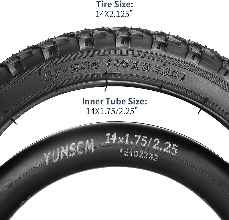 YunSCM 14x2.125 kerékpár gumi és belső cső szett 2db gumi + 2db tömlő