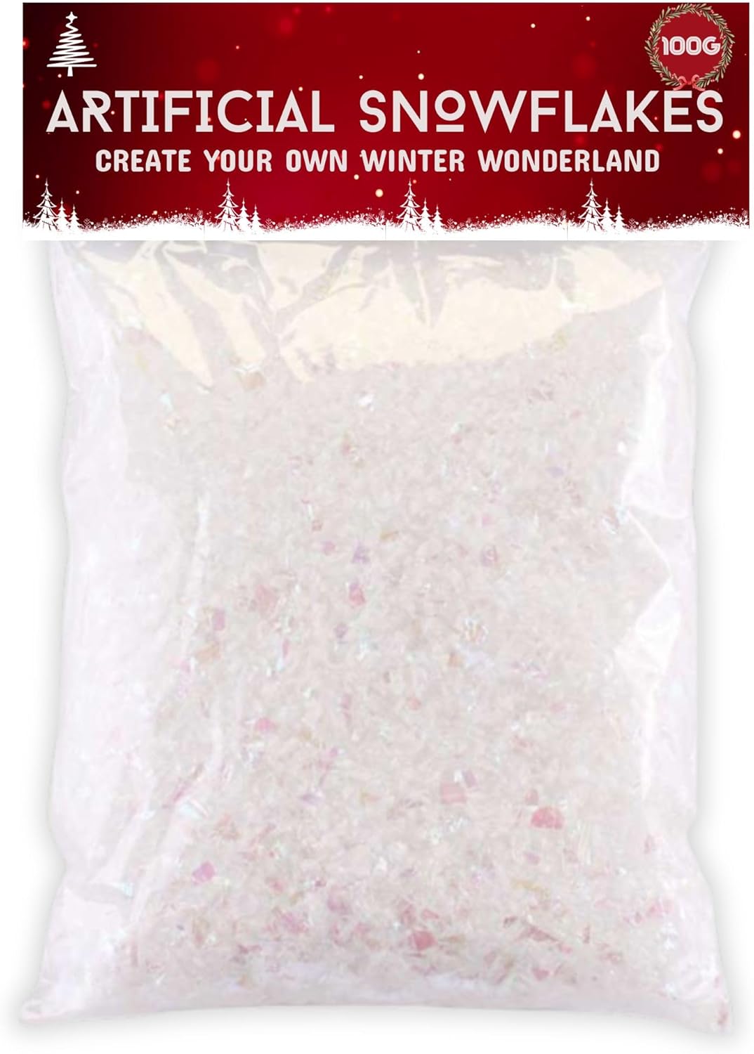 AKH® Christmas Artificial Snowflakes 100g Iridescent Fake