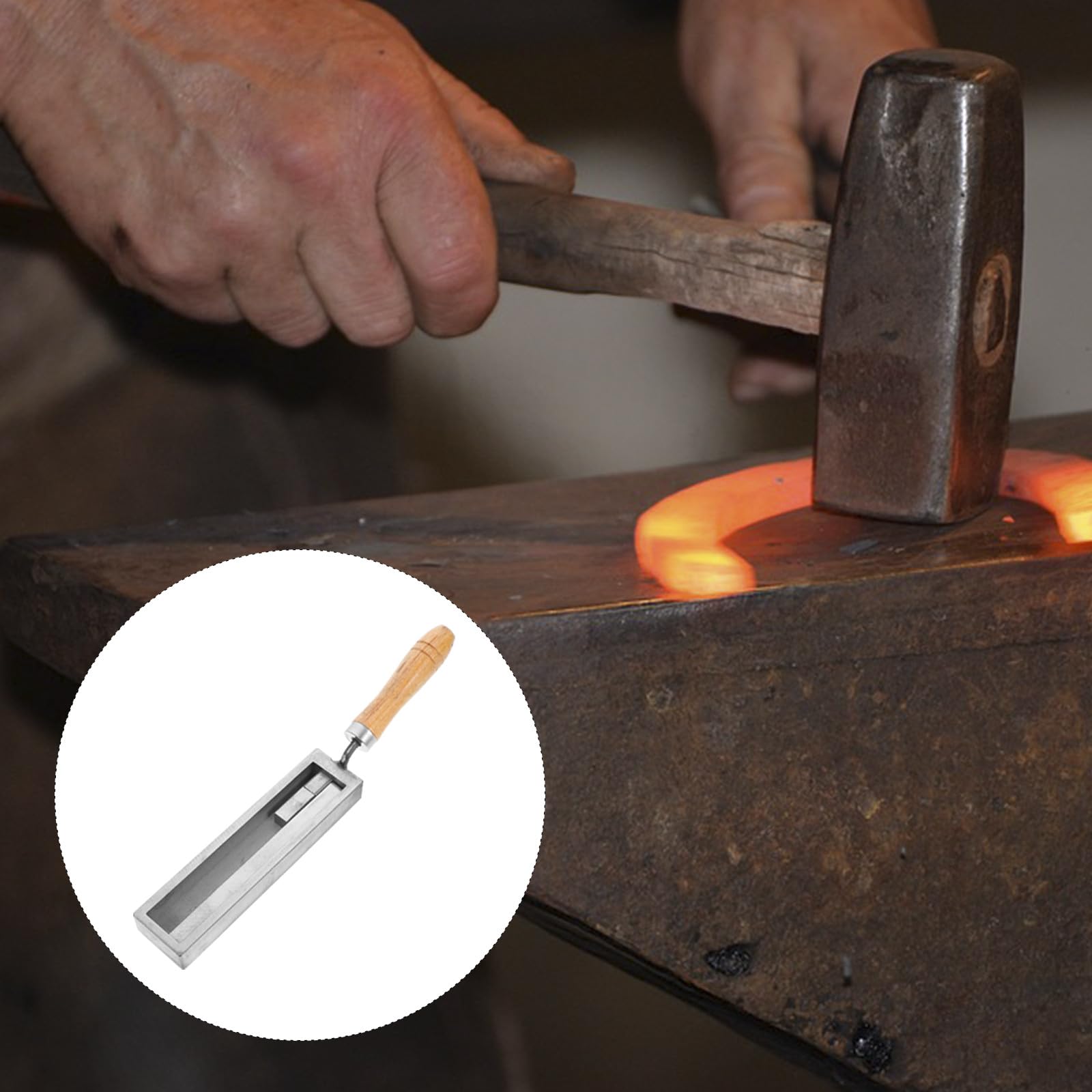 Baluue Moule de Fonderie Métallique en Fer et Bois pour Fusion et Modelage DIY, Fente de Moulage Argentée pour Bijoux et Métaux Précieux