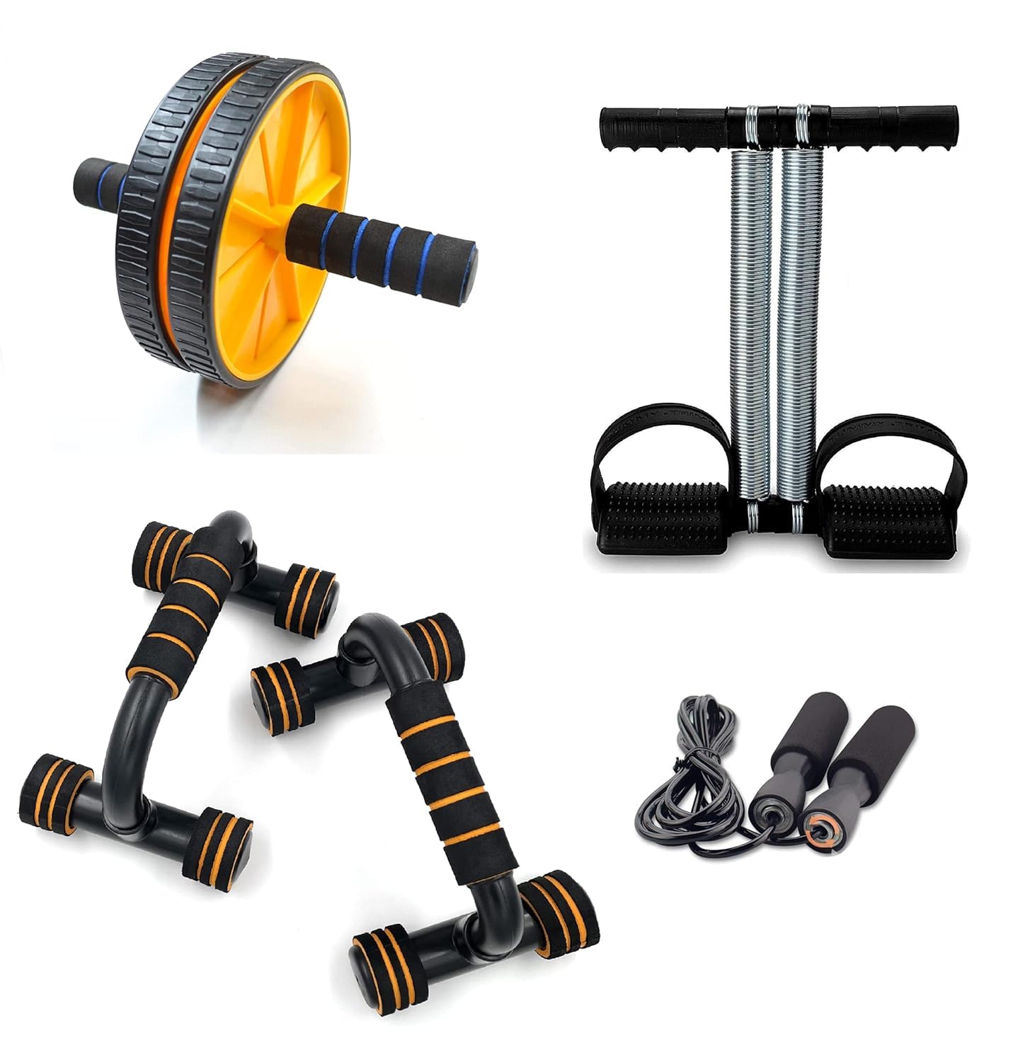 Sixteen Tummy Trimmer, Pushup Bar, Skipping Rope with Abdominal Ab Wheel Exerciser Gym Exercise Equipment Combo Set for Home Workout-image-29