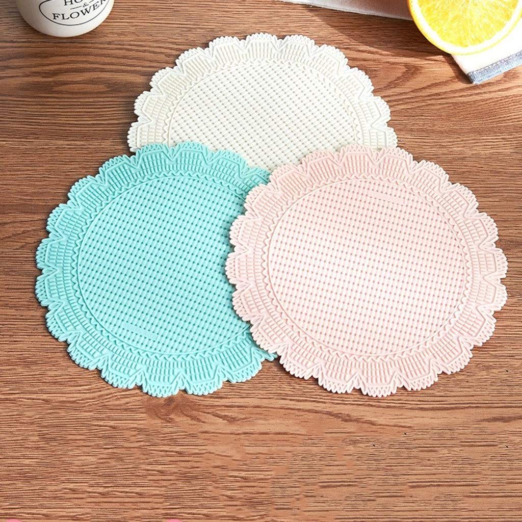 Juego de 6 manteles individuales de plástico, manteles individuales con forma de flor, tapete de mesa lavable, tapete de mesa de cocina, posavasos de oficina, tapete para estofado, manteles individual