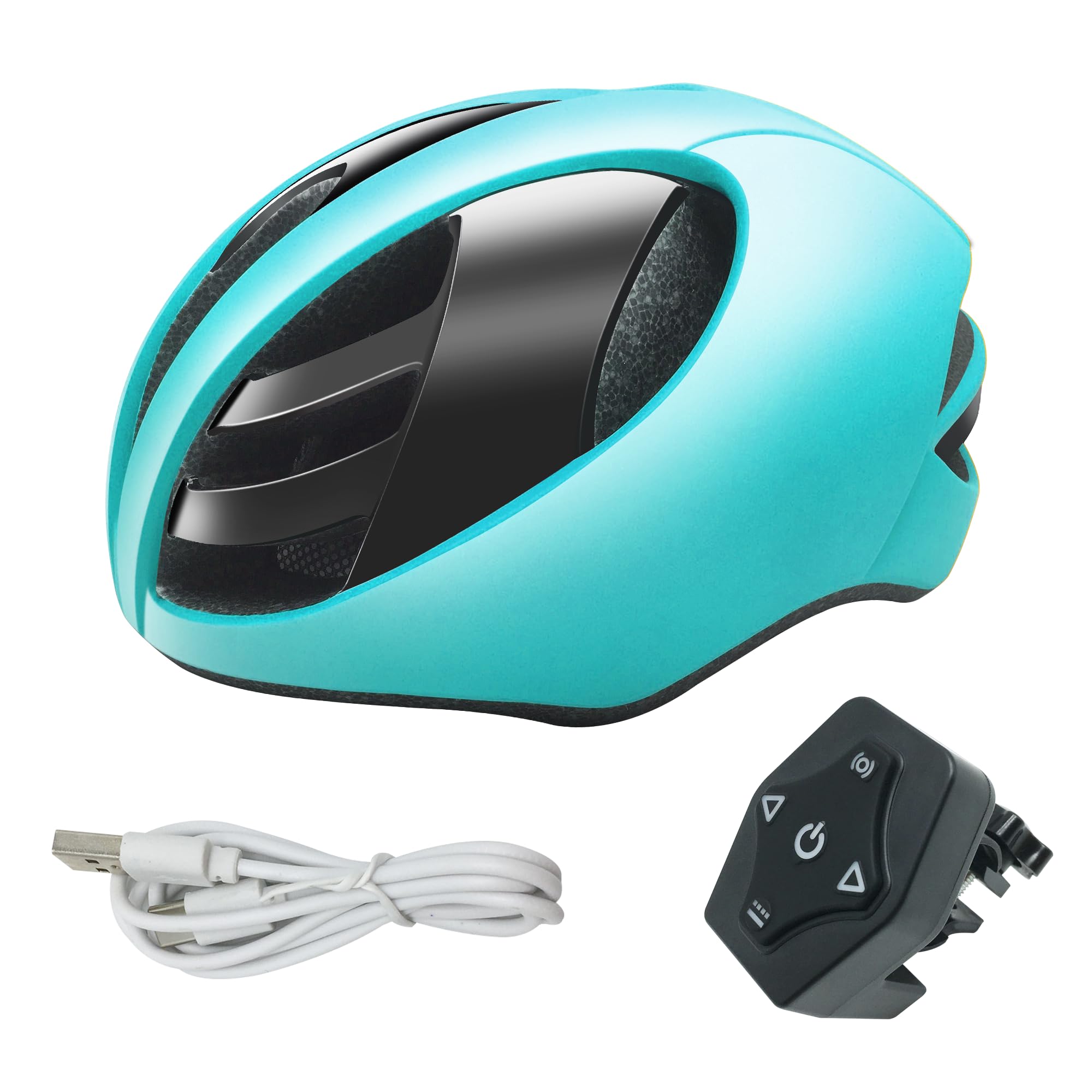 ZWHEEL Scooter Helmet with Brake Light and Direction Light - Flashing - Cycling and Bicycle Helmet for Adults - Lightweight with Removable Lining - PC + EPS - 14 Vents and USB Charging Cable