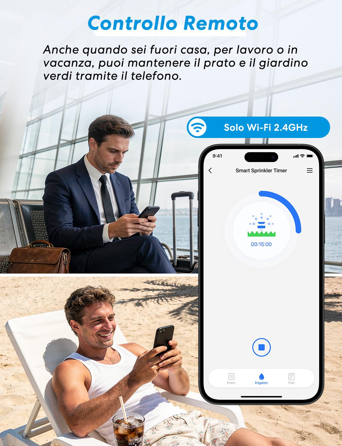 Meross Centralina Irrigazione WiFi MST100, Irrigazione Automatico & Controllo Remoto, Rinvio Pioggia & Monitoraggio Consumo Acqua, Compatibile con Apple HomeKit, Alexa e Google Home, Bianco, 2.4GHz