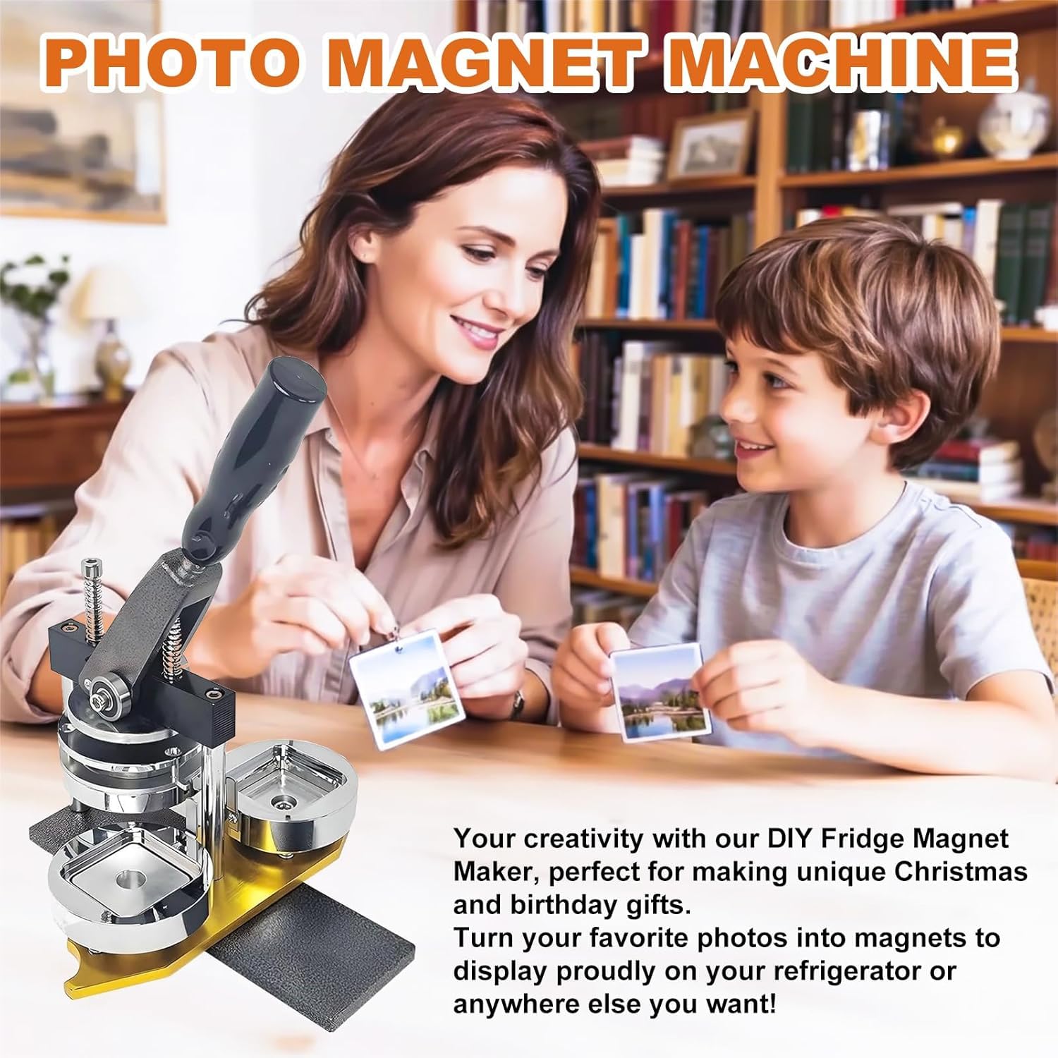 Magnes Maker Maszyna do robienia magnesów fotograficznych, DIY Magnesy na lodówkę Maszyna do robienia pinów, ze 100 zestawami materiałów eksploatacyjnych + maszyna do cięcia papieru, maszyna do