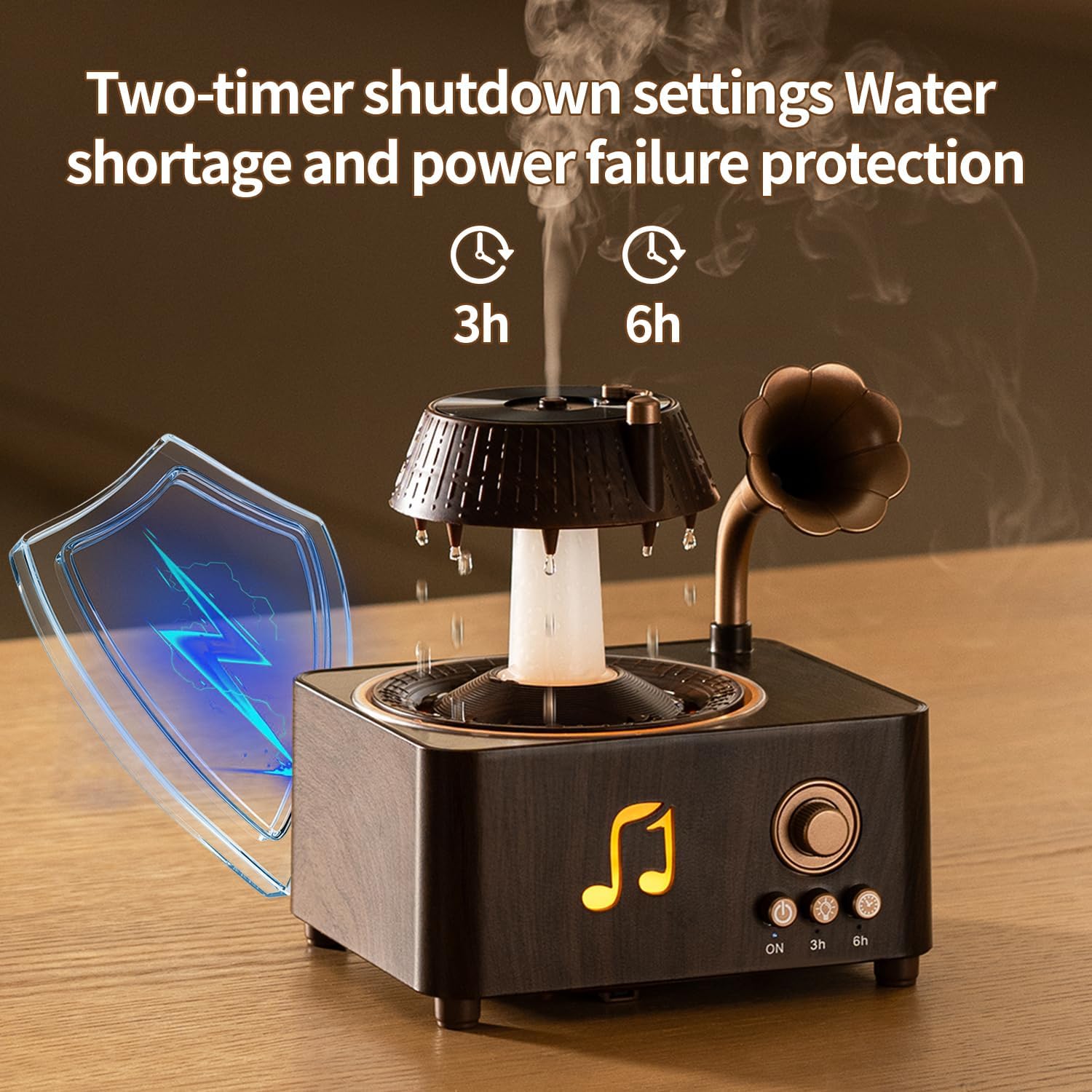 Aromatherapy Diffuser Oil Humidifier with Essential for Home, 250ml Rain Ultrasonic Aroma Diffuser. 7 Colors Light Waterless Auto Off with Remote Control for Large Room Office, Dark Wood Grain Gifts