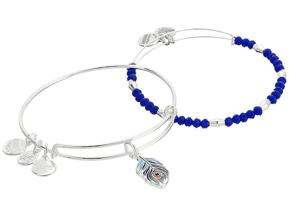 

Alex and Ani Color Infusion Peacock Set of 2 (Shiny Silver) Bracelet, Metallic
