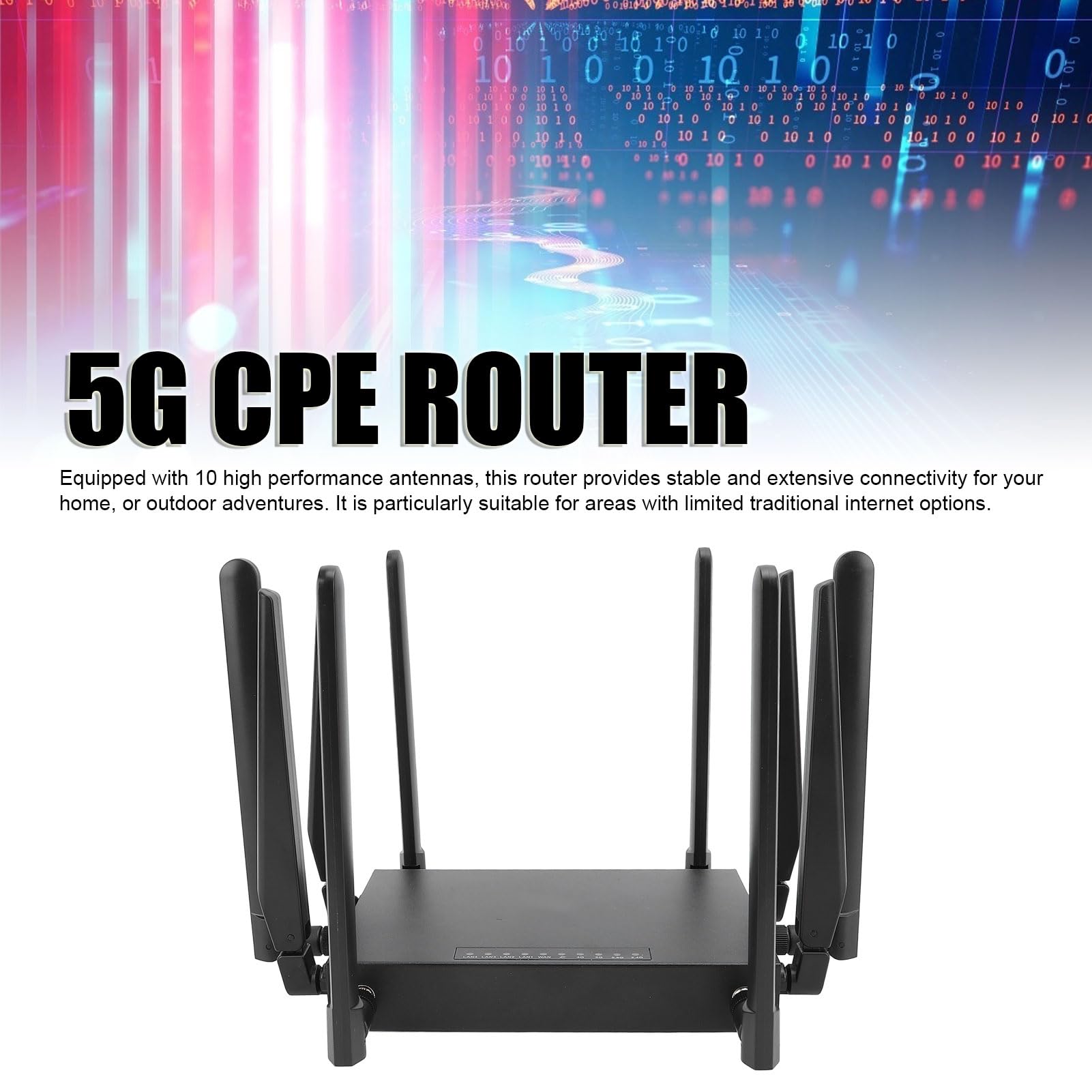 Router 5G CPE, Router WiFi 6 Modem 5G Dual Band con Slot per Scheda SIM, 10 Antenne Router WiFi 6 Gigabit Sbloccato 1800Mbps per Viaggi in Villa Domestica (Spina europea)