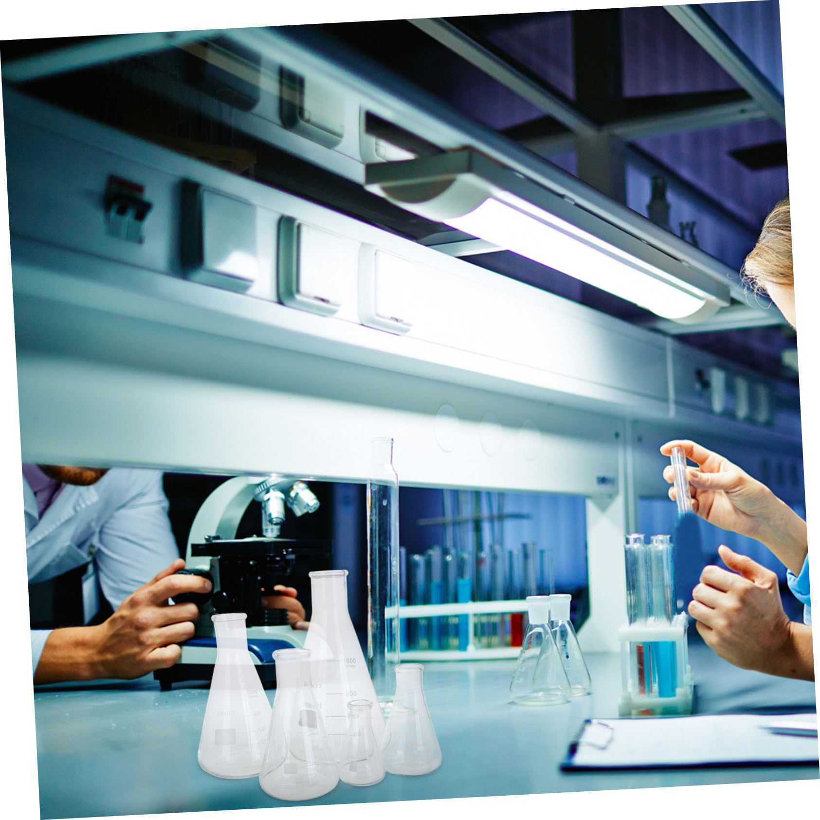 Zerodeko Matraces Erlenmeyer Juego de 5 de Vidrio de Borosilicato y Diseño Cónico Base Triangular, Capacidad Variada para Experimentos de Laboratorio y Química