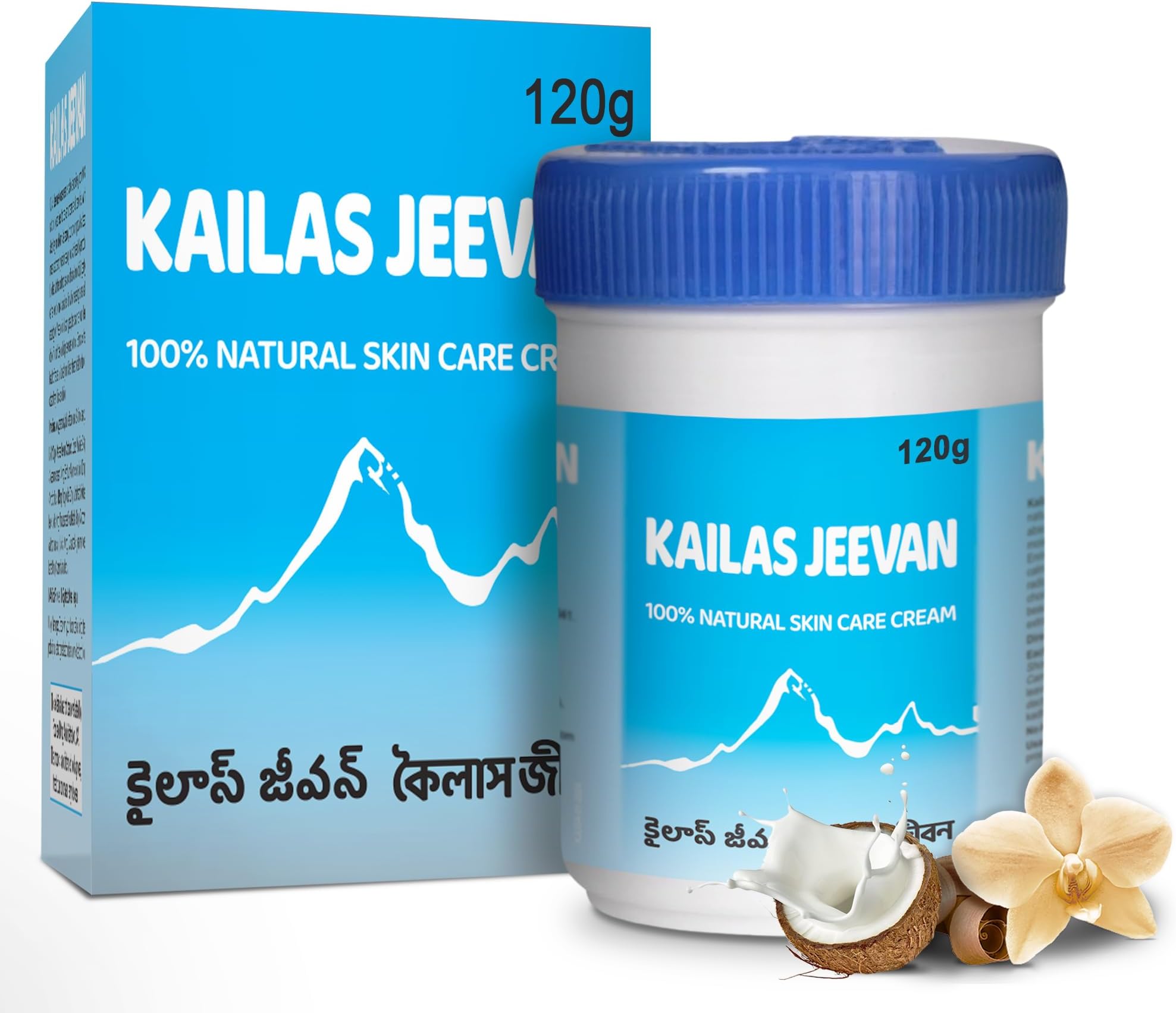 Kailas Jeevan Herbal & Natural Skincare Cream - 100% Natural Face Cream, Chemical-Free Cream, Skin Moisturizing Cream, Cracked Heels & Skin Soothing Cream, Skin Nourishing & Hydrating - 120g (1 Pack)