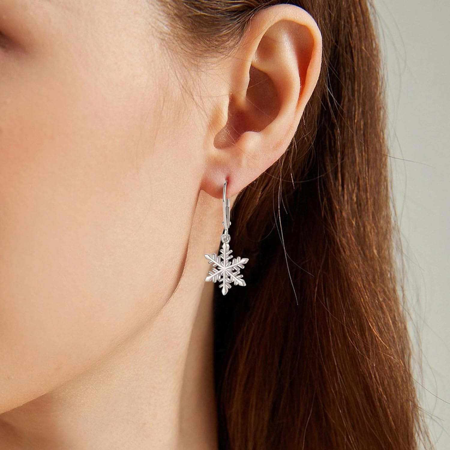 EUDORA Snowflake Earrings Sterling Silver for Women, 18K Gold-Plated Sterling Silver Christmas Snowflake Dangle Drop Earrings Winter Holiday Jewelry Gifts for Womens Snowflakes Lover - Image 9