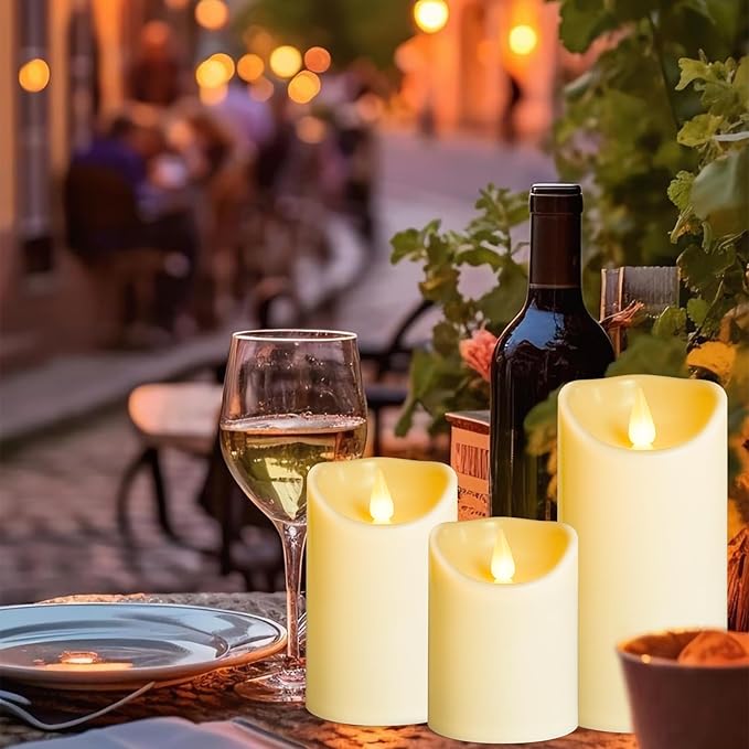 YIWER YIWER Plastic Flameless Battery Candles,Battery Powered LED Candle with Remote Control and Timer Electric Fake Flickering Light Pack of 3 D3 H4 5“6“ photo 5