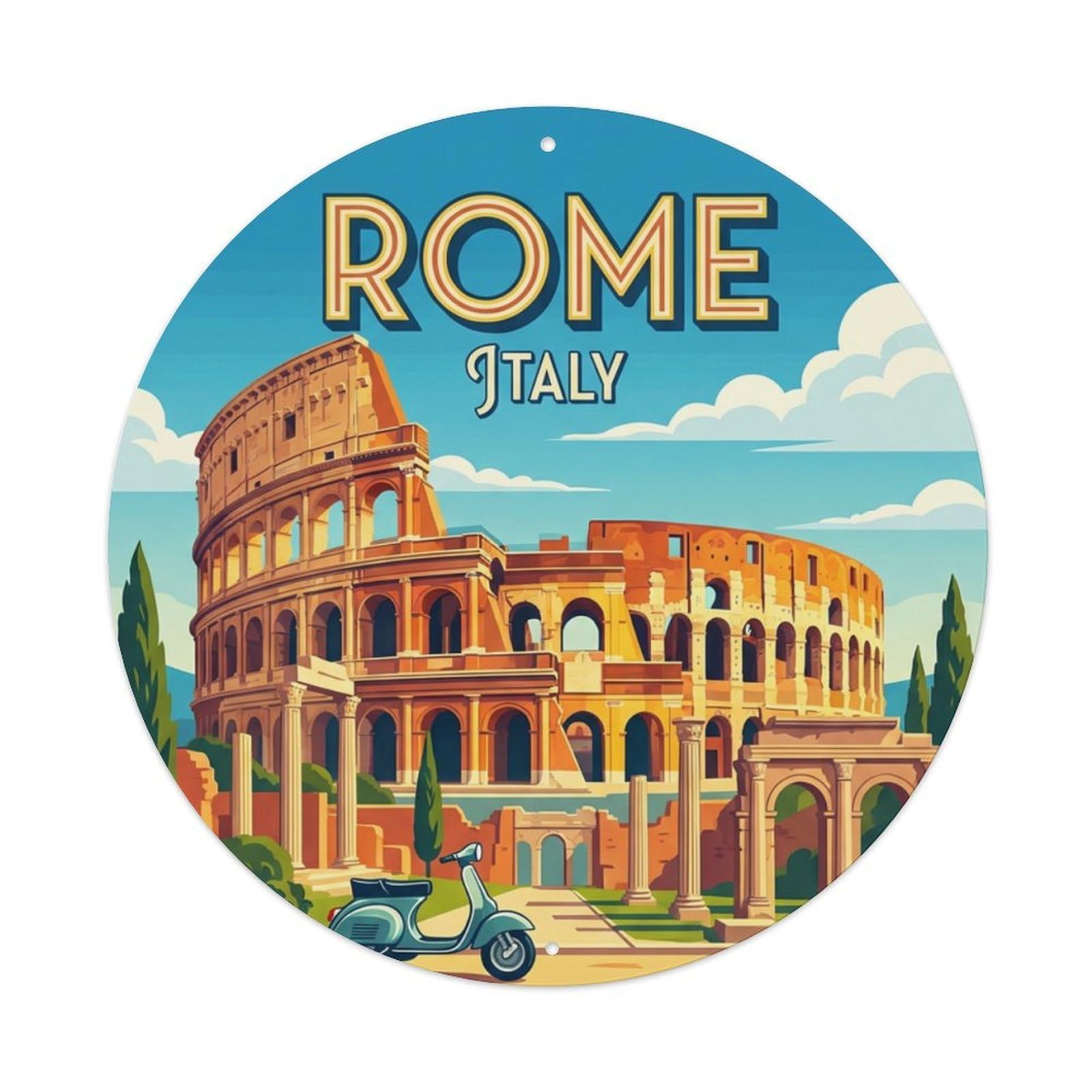 Galvaxio Style Vintage Travel Italy Rome Metal Tin Sign