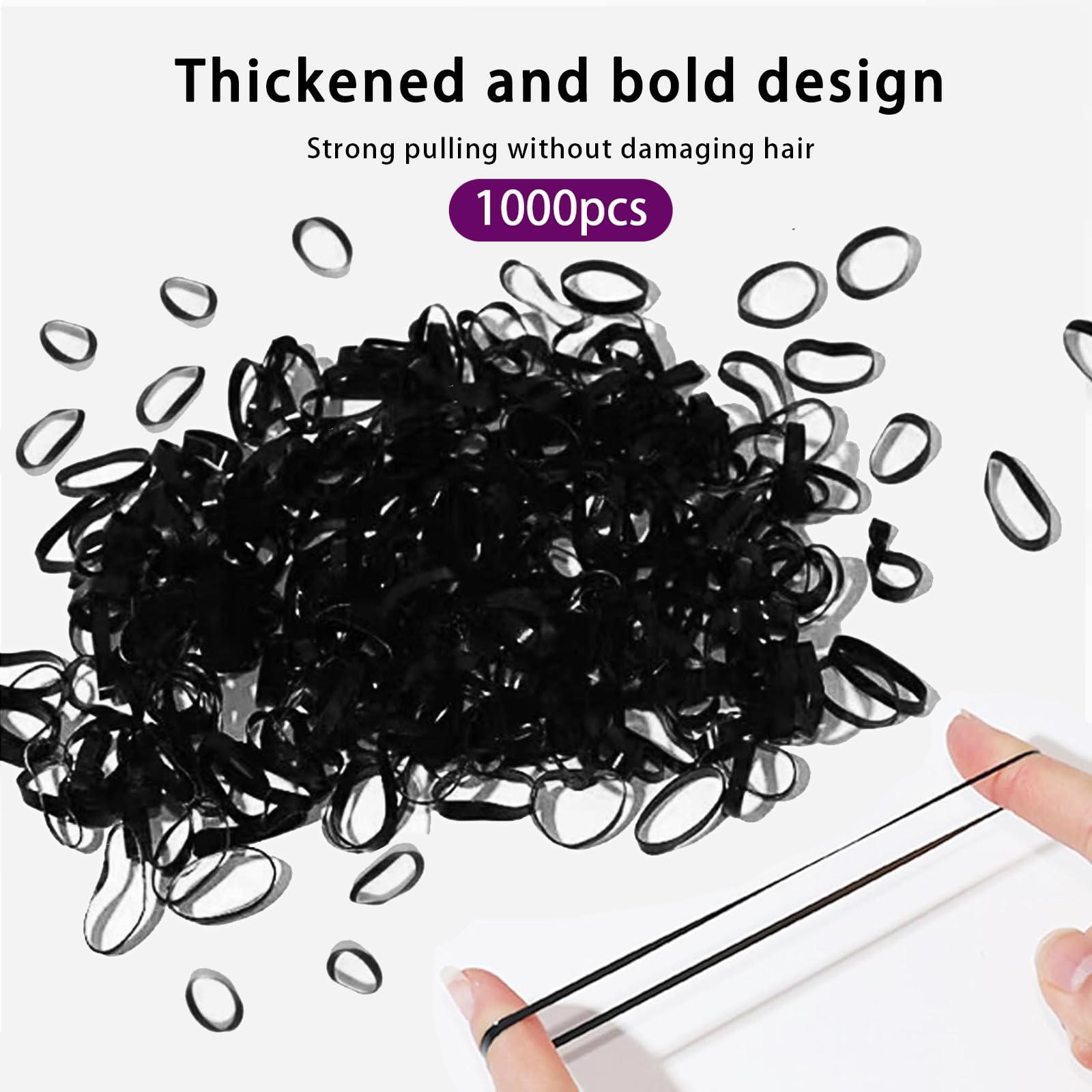 AYNKH 1000 Rubber Hair Bands for Girls Hair,Elastic Hair Bands, Small Coloured Hair-bands,3 Hair Braiding Tools - Image 3
