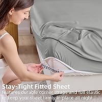 Vista 4 de GOKOTTA Sábana Ajustable Únicamente - Sábana Ajustable de Rayón de Bambú con Bolsillo de 16 Pulgadas, Sábana Inferior Súper Suave y Refrescante