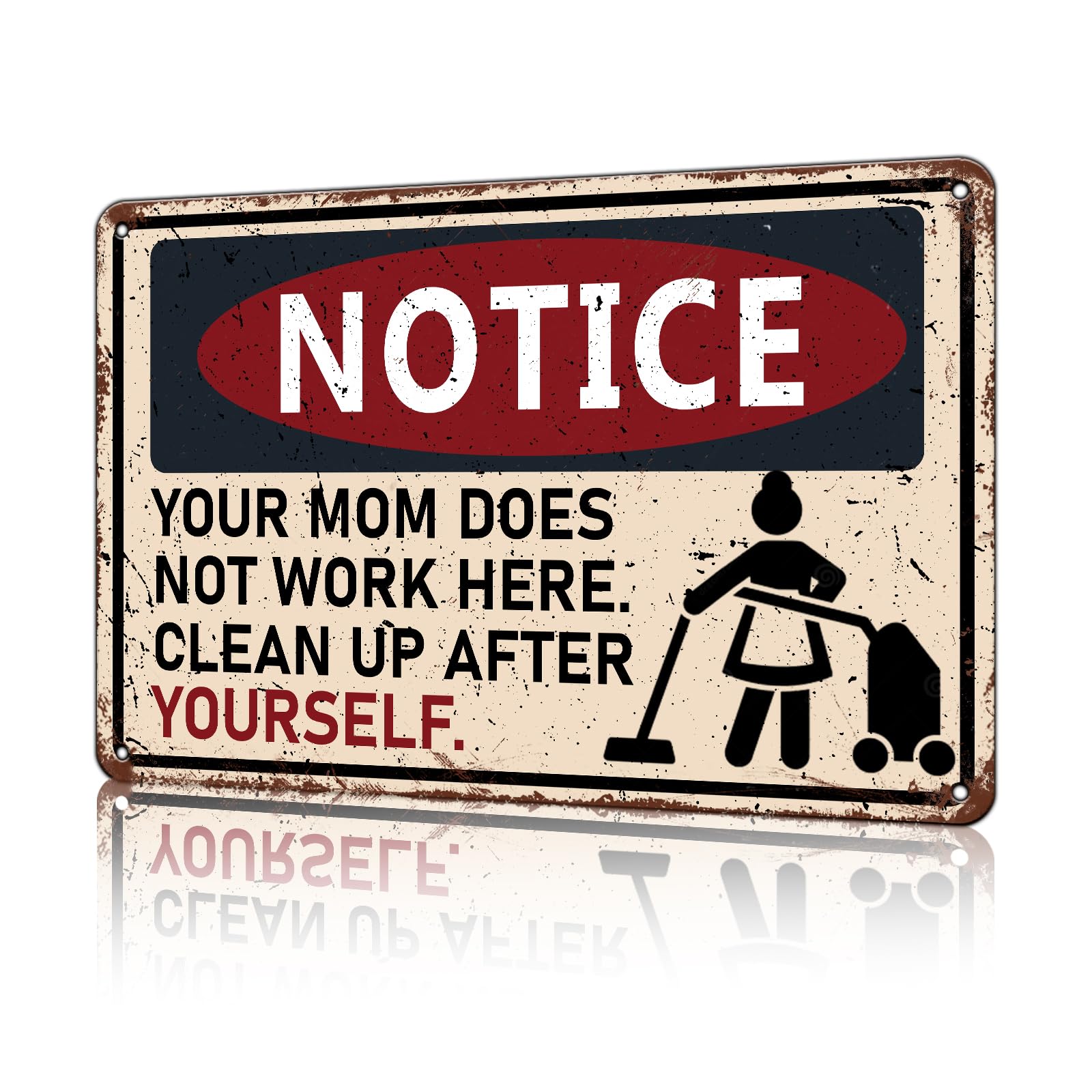 Anceky Aluminum Metal Signs Funny Vintage Notice Your Mom DoesWork Here Metal Tin Sign for Home Kitchen Yard Decor Garden Outdoor 12×8 Inch