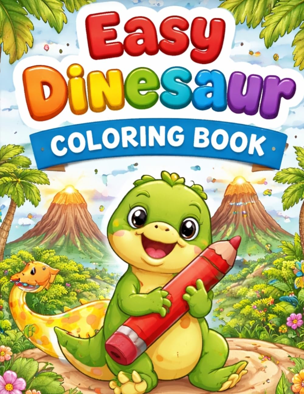 Easy Dinosaur coloring Book: Fun, Simple * Big Coloring pages for Kids Ages 2-4