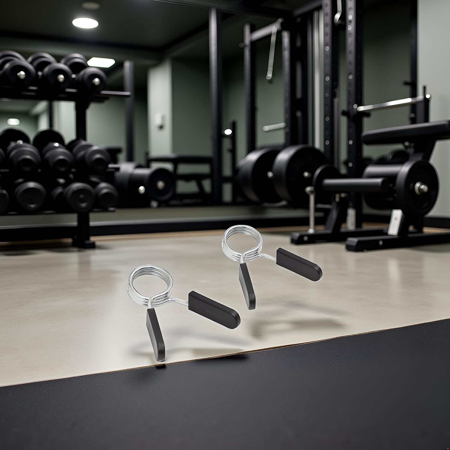1Pc Black 2 Inch Barbell Clamps, Stainless Steel Spring Collar Clips Weight Bar Clamps Dumbbell Barbell Handle Locking Clip for Weightlifting Strength Gym Fitness Training Accessories image 4