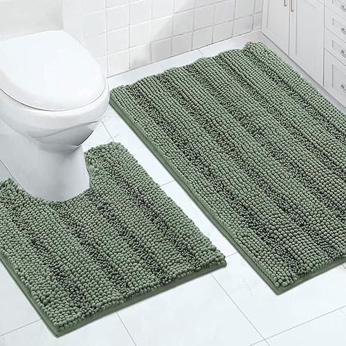 Miniatura 19 de Turquoize Tapetes de baño de felpilla, lanudos, antideslizantes, extrasuave y absorbente, 24 x 36 pulgadas, color marfil Marfil,Paloma,Salvia,Azul