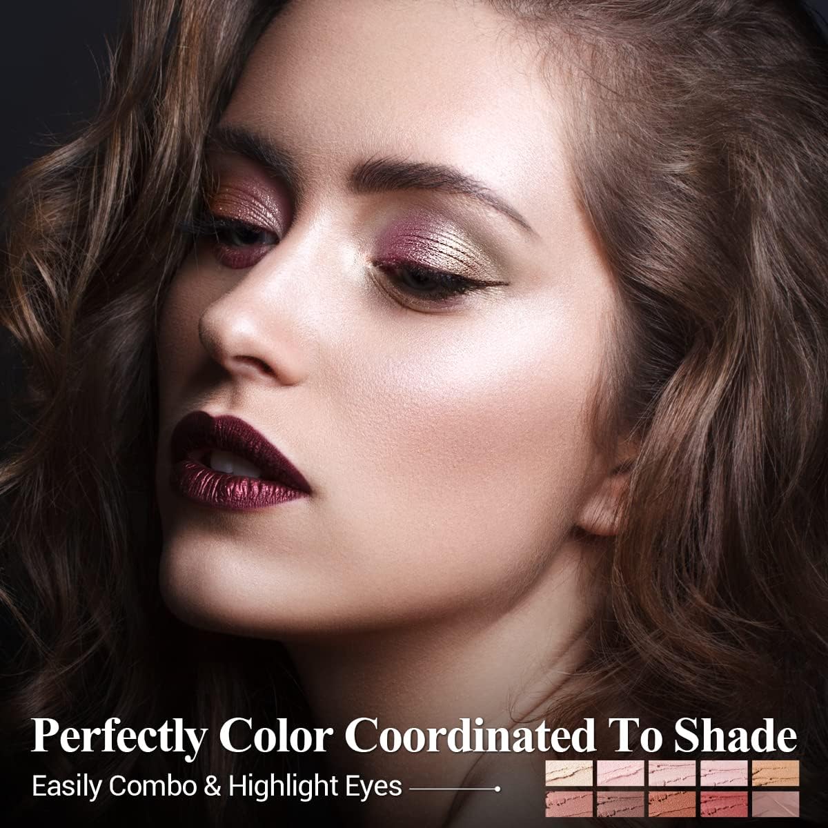 10 lápices delineadores de ojos, sombra de ojos metálica rosa champán brillante y neutro, lápiz de sombra de ojos crema con lápiz a prueba de manchas e impermeable, barra iluminadora de ojos
