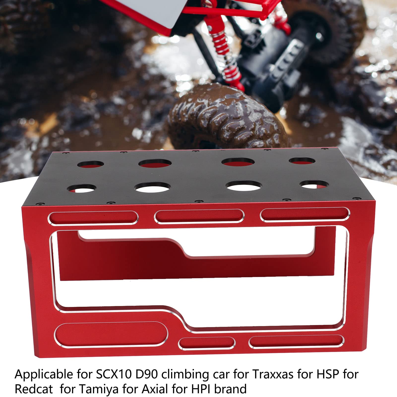 Station de réparation pour voitures RC, support de travail sans fil pour voitures modèles 1/10 et 1/8, plateforme d’assemblage en alliage d’aluminium avec base antidérapante pour T (Rouge)